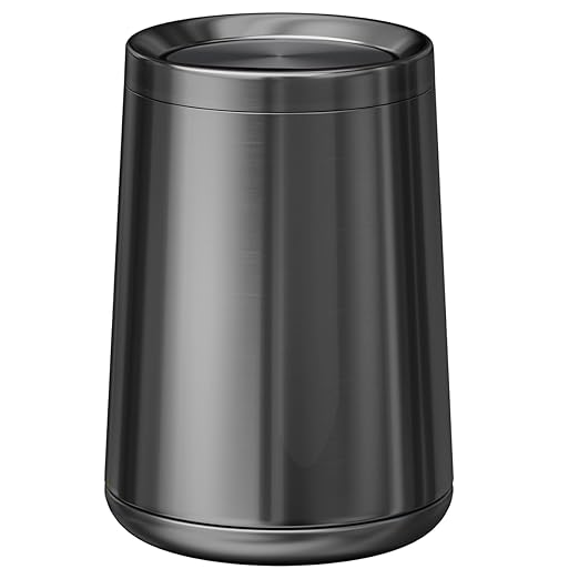 10 L/2.6Gallen,Swing Lid Trash Can,Brushed Stainless Steel Garbage Can with Flipping Lid,for Bathroom, Kitchen,Living Room,Bedroom,Hotel (Black Gold)
