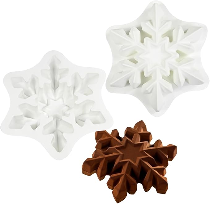mostsom Snowflower Silicone Mold Non-Stick Baking Molds for Chocolate Mousse Cake, Ice Cream, Truffle, Brownie, Soap Heat-Resistant Food-Grade Mould (A_ Snowflower)