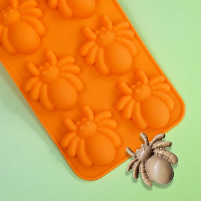 mostsom Chocolate Mold Halloween Silicone Baking Mold Spider Shape Silicone Cake Mold for Chocolate, Cupcakes, Candy, Cookies, Soap, Gummy, Jelly (I_8.88x4.04x0.6 inch)