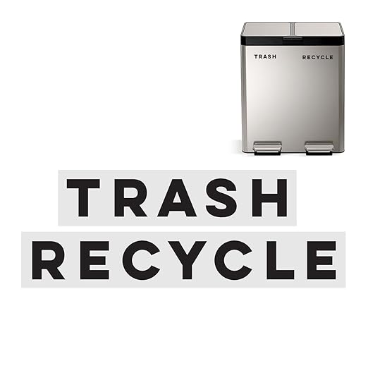 Modern Recycle & Trash Stickers - Minimalist, Discreet Vinyl Labels for Trash Cans & Bins - Elegant Indoor Waste & Recycling Signs for Home, Kitchen & Office | Black