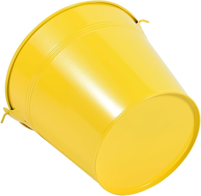 OBTANIM 7 Pack Yellow Metal Buckets with Handle Galvanized Ice Pails for Plants, Succulents, Party Favors Organizing, Rustic Home Decor or Classrooms Pencil Storage (6 x 4.4 inch)