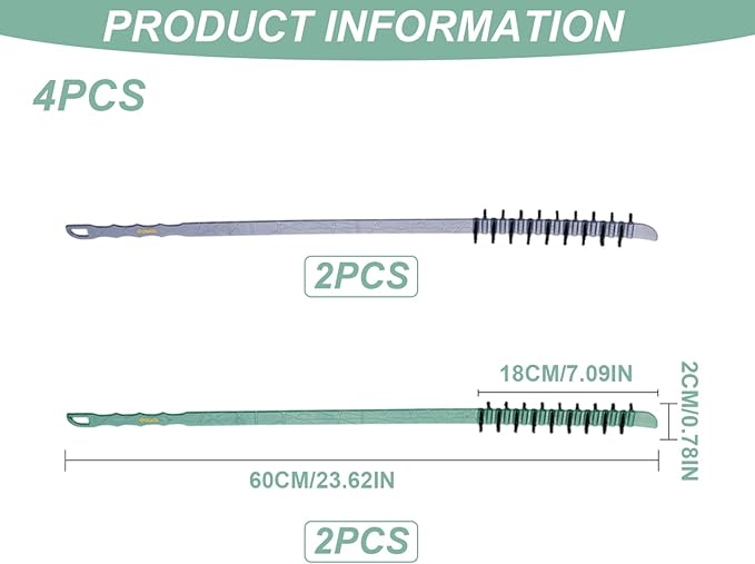 4Pcs Washing Machine Cleaning Brush, Flexible Nylon Bristles Laundry Brush, 0.8x23.6in Long Effective Reusable Cleaning Tool for Washing Machine Drums