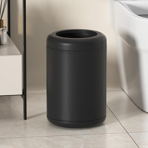 Black BathroomTrash can,10L/2.6GAL,Open Top Wastebasket Bin,Garbage Can for Bathroom,Living Room,Office,Kitchen,Bedroom,Hotel (Black)