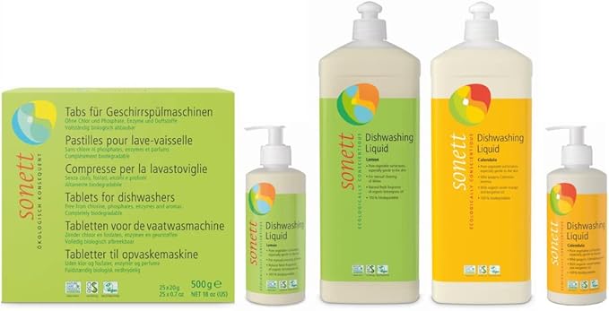 Sonett Organic Dishwashing Liquid Organic 100% Biodegradable Lemon, 10 Fl.Oz (Pack of 6)