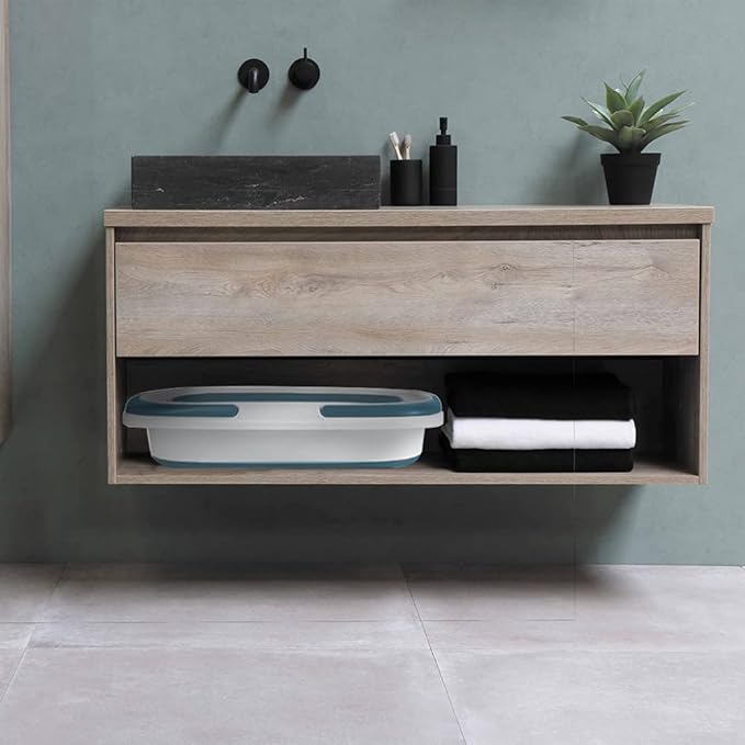 4.2 Gal(16L) Large Collapsible Plastic Bucket with Handle for House Cleaning, Space Saving Outdoor Multiuse Foldable Water Pail/Sink for Camping,Fishing,Ice (Blue)