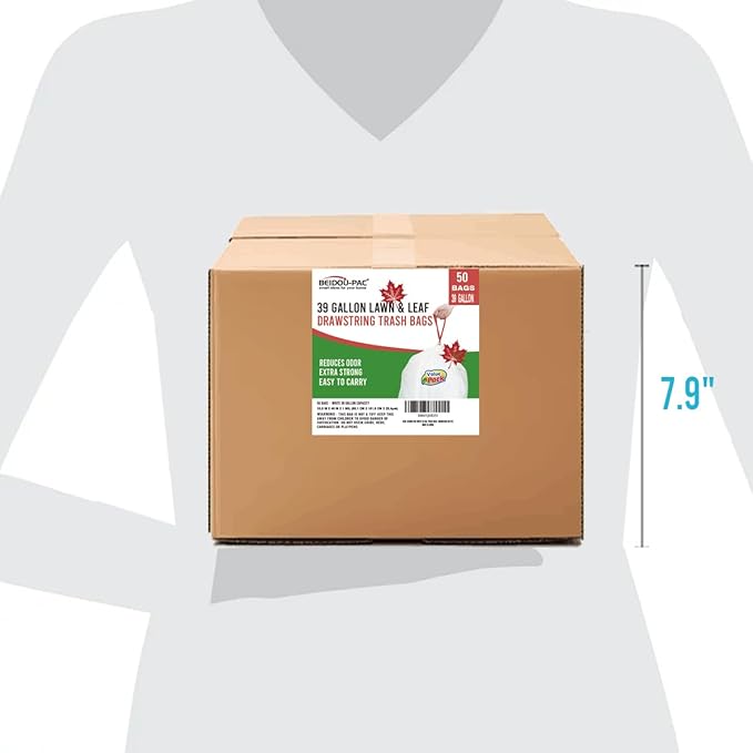 39 Gallon Trash Bags Drawstring, 100 Count Bulk, White | Unscented | Heavy Duty Multi-purpose Garbage Bags Can Liners for Business Home Kitchen Commercial and Industrial
