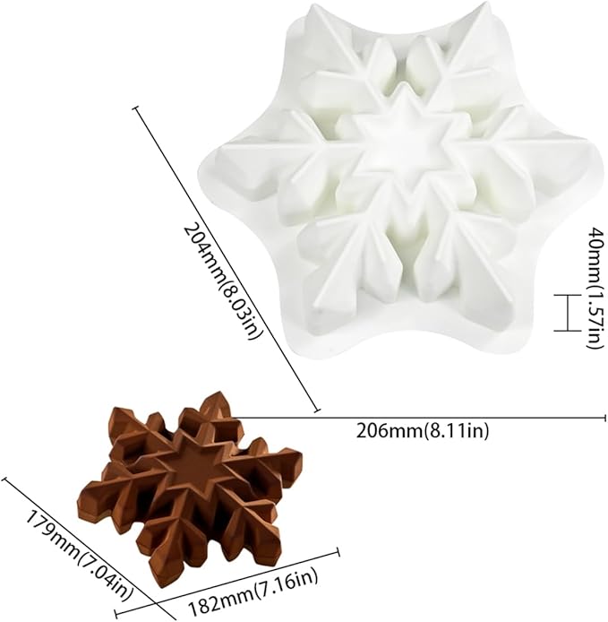 mostsom Snowflower Silicone Mold Non-Stick Baking Molds for Chocolate Mousse Cake, Ice Cream, Truffle, Brownie, Soap Heat-Resistant Food-Grade Mould (A_ Snowflower)