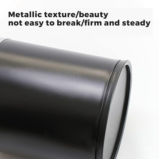 3.7 Gallon/14L Black Bathroom Trash Can Metal, Double Walled Waste Paper Basket, Bathroom Garbage Can, Elegant, Modern Office Waste Basket, for Bedroom, Kitchen, Hotel, Cafe, Business(14L black)