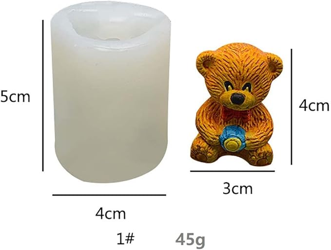 Cute Bear Silicone Mold 2 Pack - Cartoon Bear Candle Mold for Home Decoration