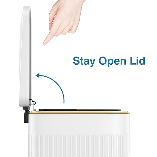 BETHEBEST Bathroom Trash Can with Lid,4 Gallon /15L Rectangular Garbage Can with Removable Inner Wastebasket,Soft Close, Step Stainless Steel Trash Can for Bathroom,Kitchen,Office(White)