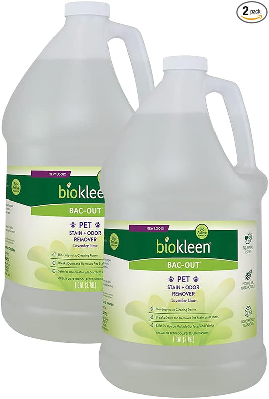 Biokleen Bac-Out Pet Stain Remover - 2 Gallon - Enzymatic, Natural, Destroys Stains & Odors Safely, for Pet Stains on Carpets - Eco-Friendly, Plant-Based