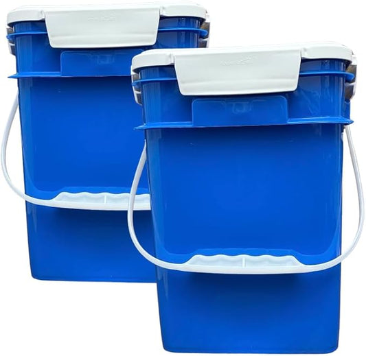 House Naturals 4 Gallon Square Plastic Bucket, Food Grade BPA Free containers, Made in USA, (Pack of 2)