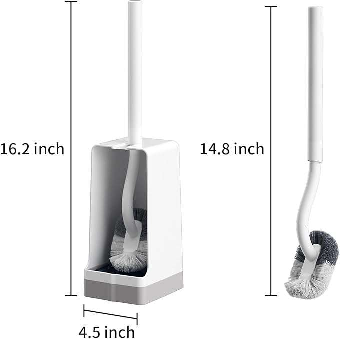 Marbarsse Bathroom Toilet Bowl Brush and Holder, Curved Design Dismount Toilet Brush for Deep Cleaning Under Rim, Best Toilet Brush Set, CompactToilet BowlCleaner Brush for Bathroom, 1 Pack