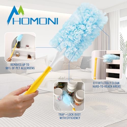 Duster Refill for Swiffer Duster Refill，360 Dusters Heavy Duty Refills, Multi Surface Disposable Duster Kit Unscented for Home, Office, Furniture (60 Count + 2 Handle)