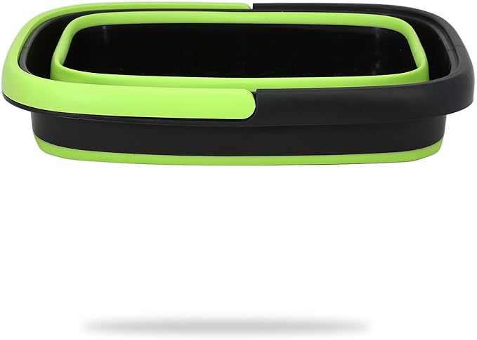 Grip Clean Collapsible Bucket - 5 Gallon Foldable Cleaning Bucket with Ribbed Bottom - Durable Car Wash Bucket for Household Chores, Camping, and Outdoor - Green