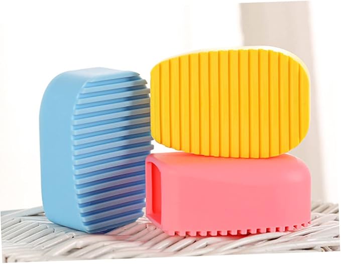 Homoyoyo Candy Color Thick Silicone Laundry Brush Handheld Scrubbing Tool for Clothes Washing Portable Washboard Cleaner Suitable for Home and Travel