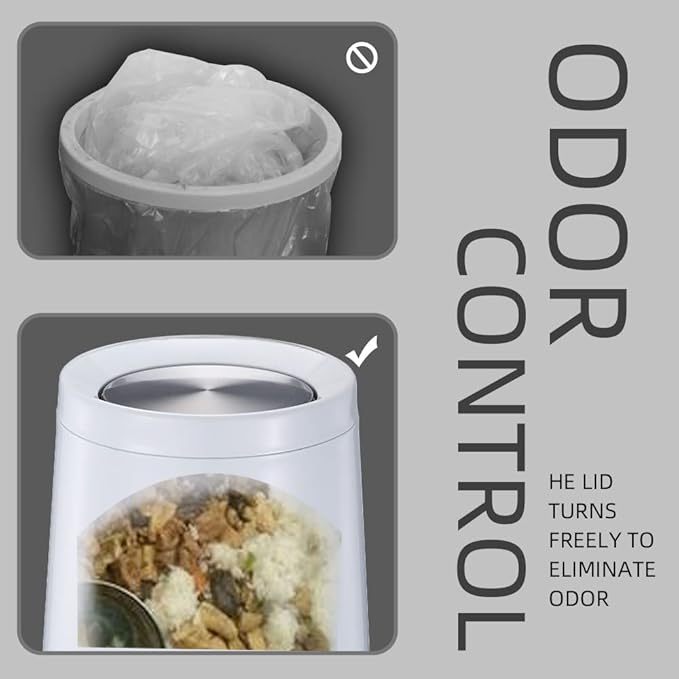 Household Swing White Bathroom Trash Can，Brushed Stainless Steel，10 L/3 Gallen，Garbage Can with Flipping Lid， for Indoor or Commercial Use, Kitchen,Modern，Living Room,Bedroom