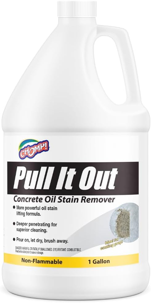 CHOMP! Concrete Oil Stain Remover: Pull It Out Removes and Cleans Oils, Greases from Garage Floors & Driveways, 128 Fl Oz
