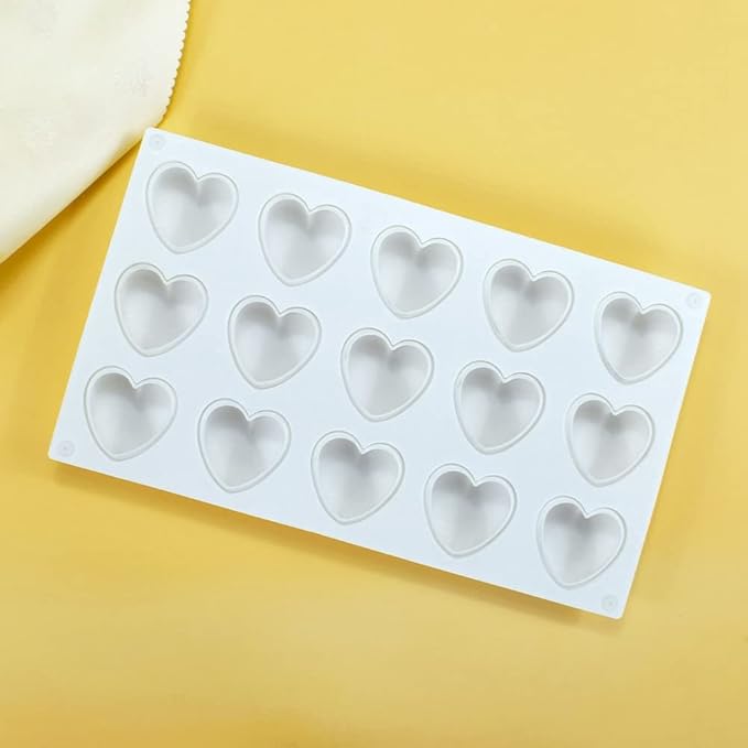 mostsom 15 Grid Heart Shaped Silicone Molds Cake Chocolate Mold Silicone Baking Pan Mold for DIY Cake Mousse Dessert Mould for Candy Fondant Ice Cream Soap Cupcake Cheesecake Jelly (Heart D)
