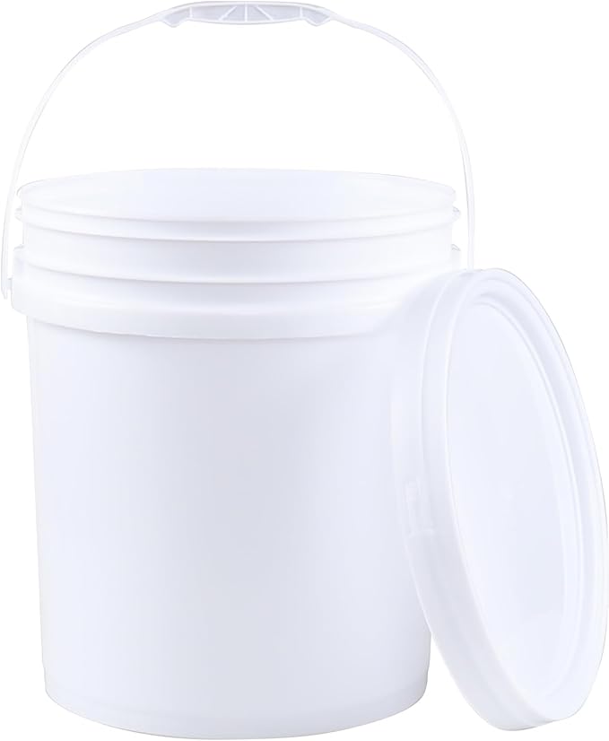 4 Pack Airtight Pet Food Storage Container, Round Plastic Bucket with Lids, 7 Gallon Capacity Food Grade Pail, White