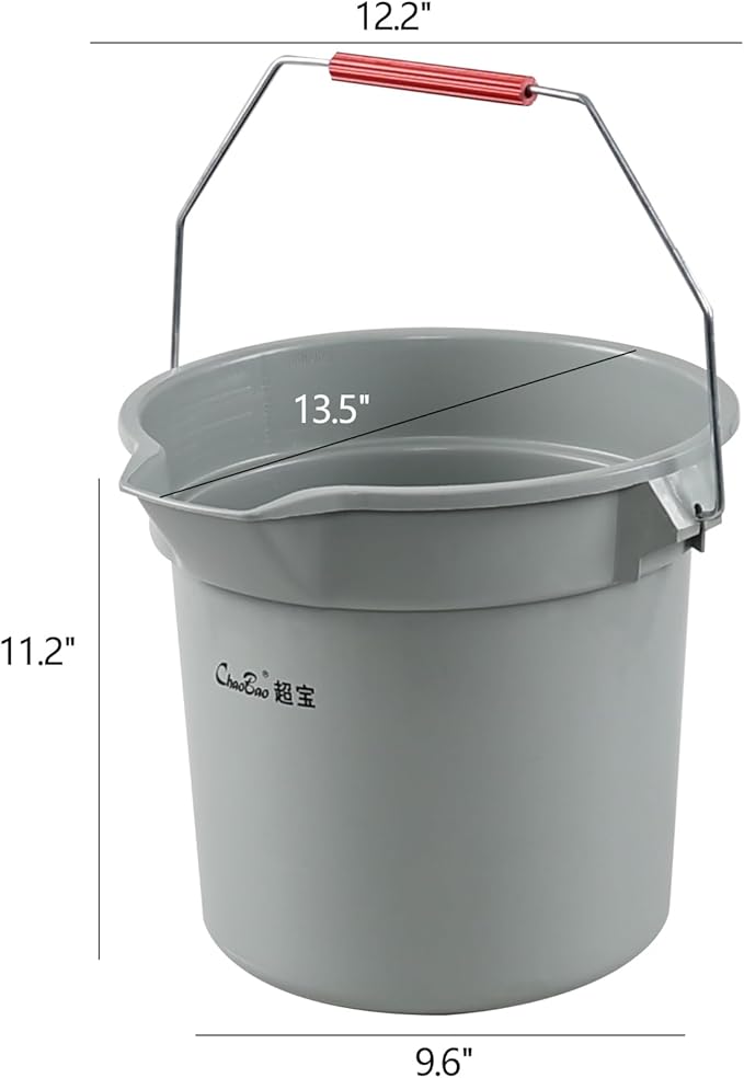 Teyyvn 4-Pack Commercial Round Bucket, 3.5 Gallon Industrial Round Utility Pail with Handle, Gray