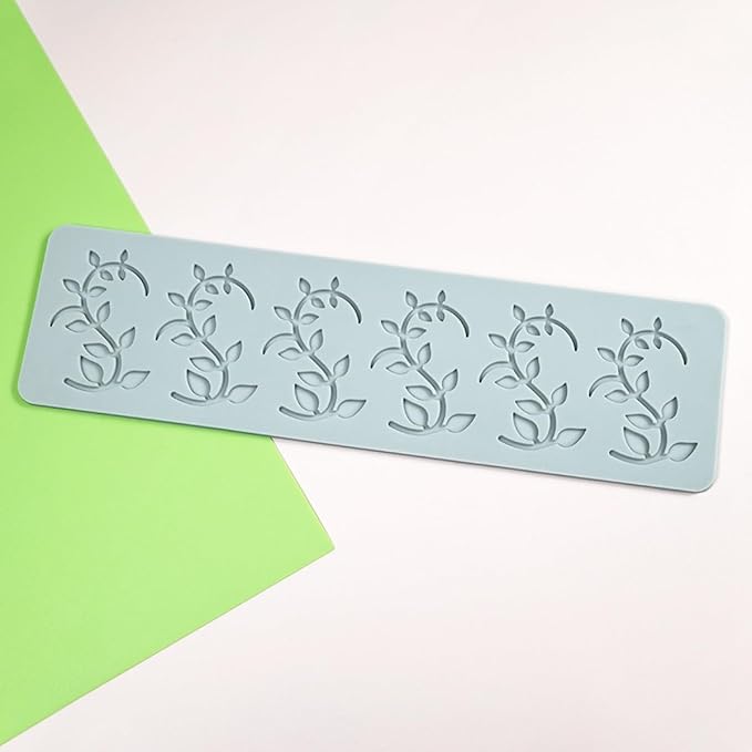 TUKE Tuile Molds Silicone Curved Leaf Silicone Hollow Mold Candy Mold Lace Mat for Cake Sugar Craft Decoration Chocolate Fondant Tuille Paste Baking Gummy Mould (Curved Leaf_9.6x2.64x0.12inch)