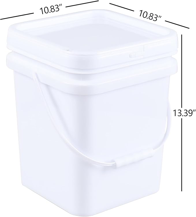 Xyskin 5 Gallon Plastic Buckets & Pails White, 4 Pack Durable Storage Container Pails with Lid