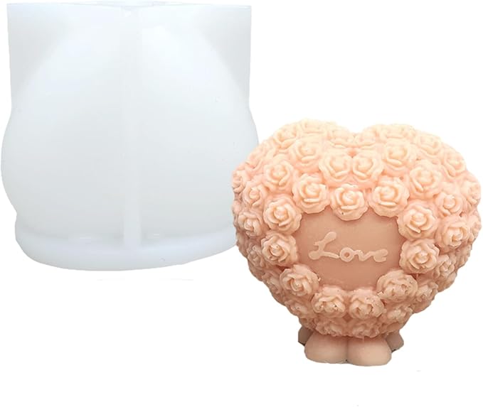 Love Heart Candle Silicone Mold Fondant Chocolate Candy Cake Decorating Mold Soap Resin Polymer Clay Mould Wedding Valentine's Day Decor