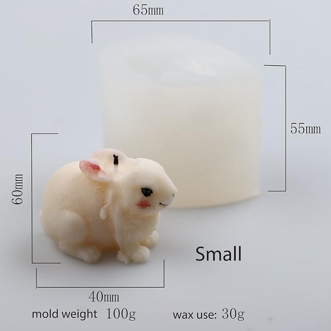 Small Hairy Rabbit Mold Rabbit Silicone Mold for Candle Rabbit Resin Mold Rabbit Soap Mold Silicone Mold for Resin Rabbit Decorate Mold Rabbit Candle Mold