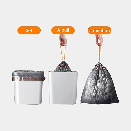 JOYBOS 4 Gallon Drawstring Garbage Bags Wastebasket Bin Liners - kitchen Compostable Bags 75 Count Plastic Trash Bags Unscented Small Bag for Bathroom, Living, Bedroom