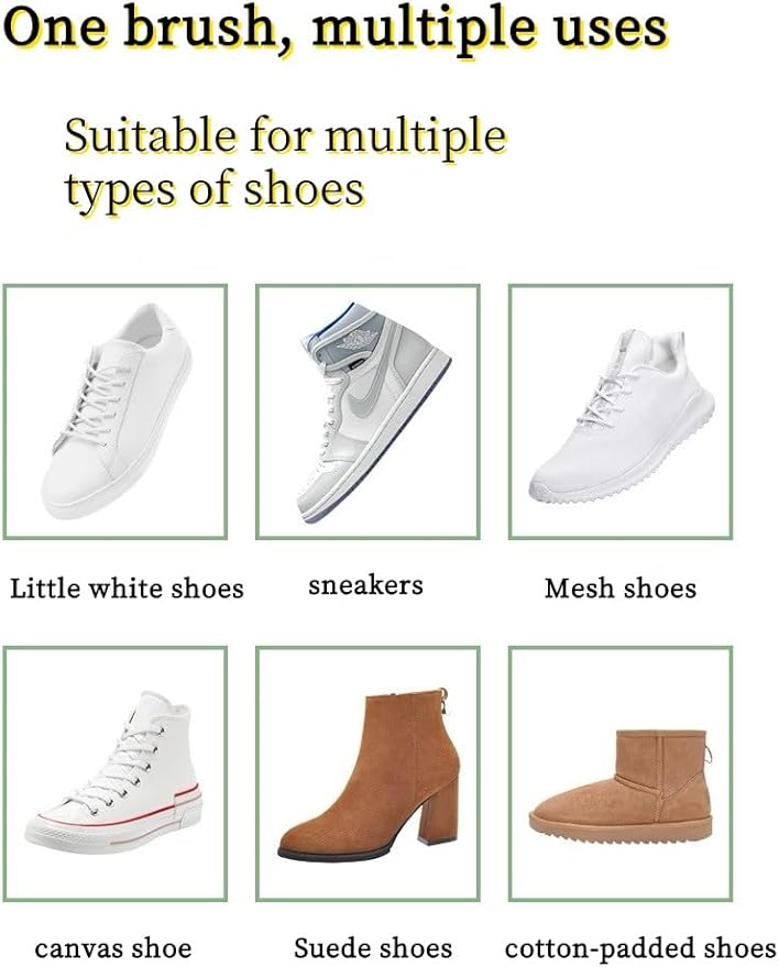 Shoe Cleaner Brush -Sneaker Shoe Cleaner Brush-Soft Bristle Cleaning Shoes Scrubber-Long Handle Shoe Scrubbing Brush-White mesh Sneaker Cleaner Brush-Shoe Brushes for Internal and External Cleaning