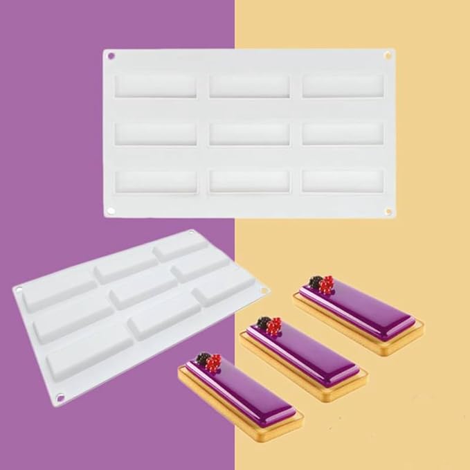 Silicone Mold Chocolate Decorating Mould DIY Cake Mousse Molds Baking Accessories Reusable Tools (Rectangle G_11.6 X6.8 X0.4inch)