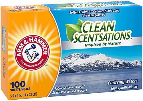ARM & HAMMER Fabric Softener Sheets, 100 sheets, Purifying Waters