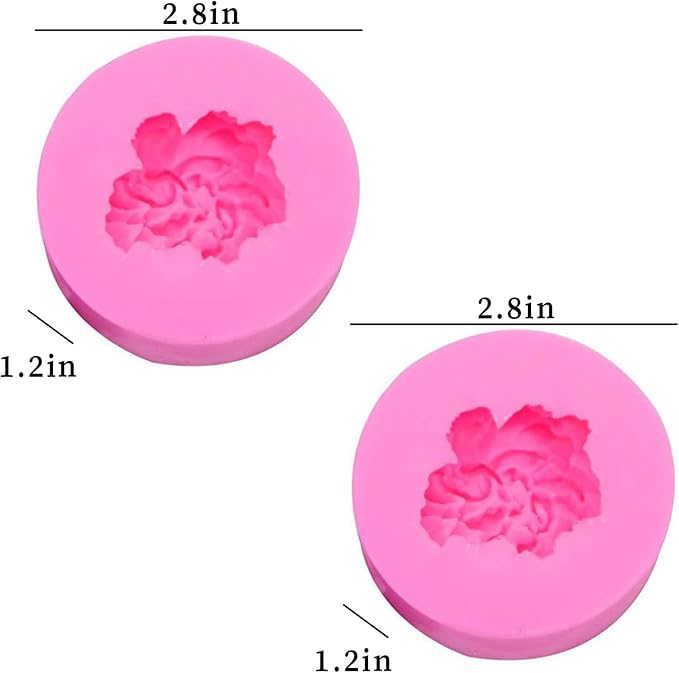 Wehous 2PCS Carnation Flower Candle Molds, 3D Flower Fondant Chocolate Cake Cupcake Topper Decoration Mold, Cute Floral Epoxy Resin Candle Soap Wax Concrete Polymer Clay Casting Craft Mould