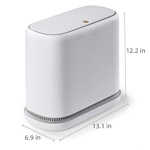 MOPALL Bathroom Trash Can with Lid, 3.3 Gallon Slim Odor-Control & Pet-Proof Garbage Bin, Automatic Bag Adsorption, Fits in Narrow Spaces, White