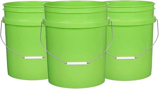 House Naturals 5 Gallon Premium HPDE Plastic Bucket - Made in USA Food Grade Storage Container, BPA Free All Purpose Pail (3, Lime)