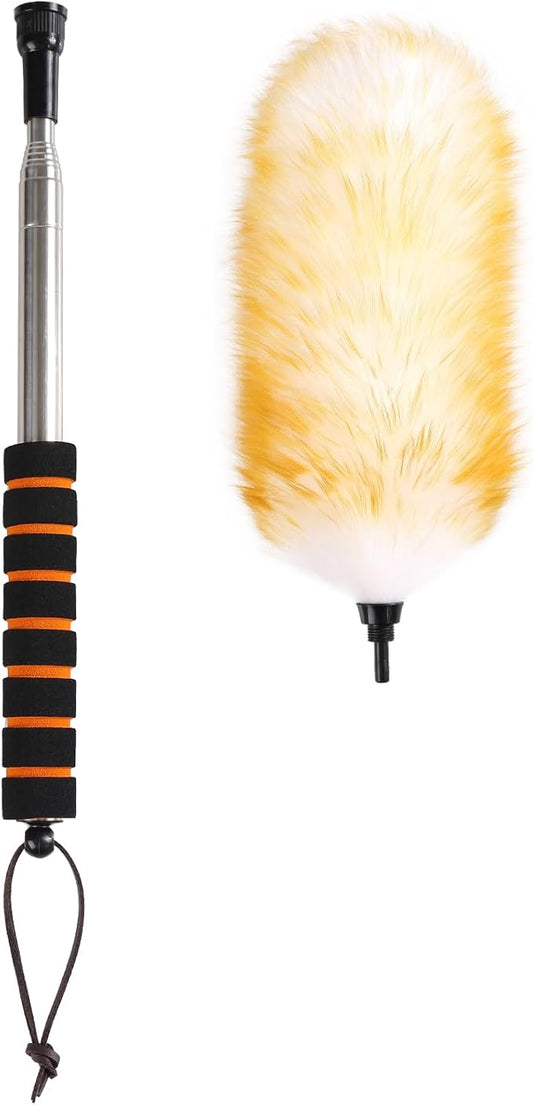 Wool Dusters with Extension Pole Lambswool Feather Duster for Cleaning,Ceiling Fan,Furniture,Blinds