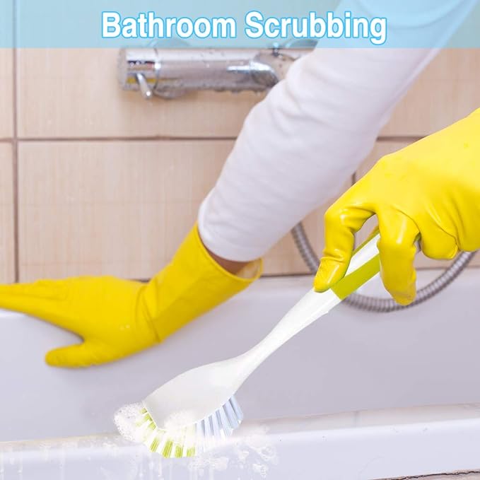 Dish Brush, Dish Scrubber & Kitchen Scrub Brush for Dishes, Pots, Pans, Sink, Cast Iron, Yellow-green 2 Pack