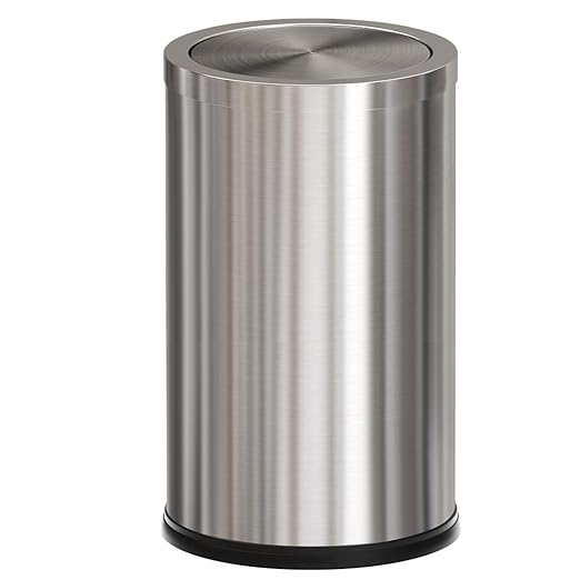4.8GAL Tall Stainless Steel Trash Can,Bathroom Trash can with lid, Silver Trash Can with Flipping Lid, Garbage cans for Kitchen，Living Room,Dental Office，Hotel,Guest Room(4.7gal-Silver)