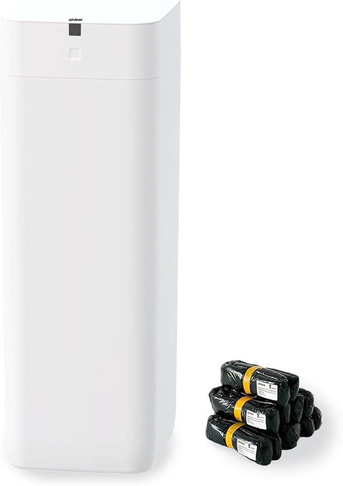 Airdeer L2 Automatic Trash Can, 8 Gallon Self Sealing and Self-Changing Smart Trash Can, Motion Sensor, Touchless Garbage can with lid for Kitchen Office, 6 Refill Bag Rings(White)