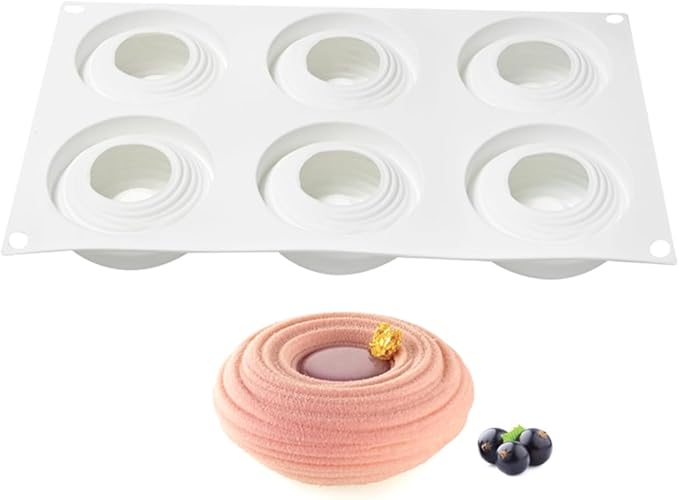 mostsom Silicone Molds for Baking Non-Stick Candy, Chocolate, Cookie, Oreo, Mini Soap, Pudding, Jello, Muffin, Dog Treats Ideal for Cupcakes, Ice Cubes, and Jelly Mold (C_ Spiral Circles)