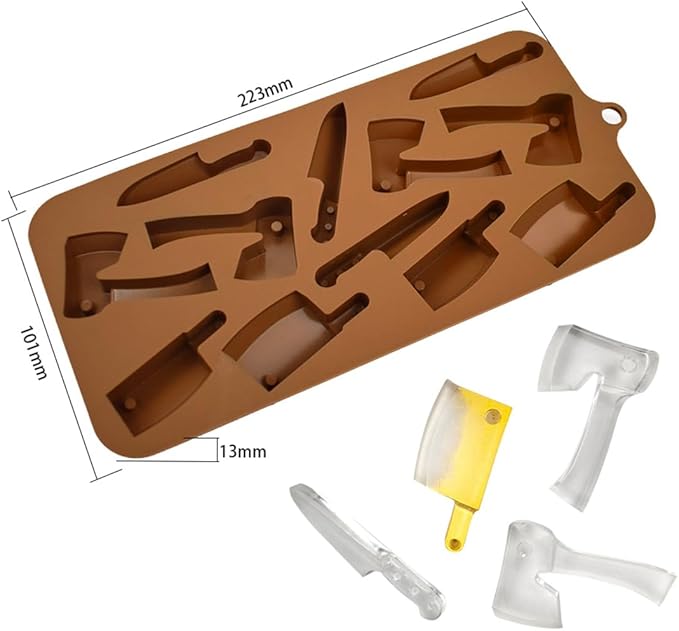 mostsom Chocolate Molds Halloween Chocolate Mold Knife Silicone Candy Molds for DIY Candy Ice Cube Sugar Halloween Party Cupcake Topper Decorating (C_ 8.92x4.04x0.56 inch)