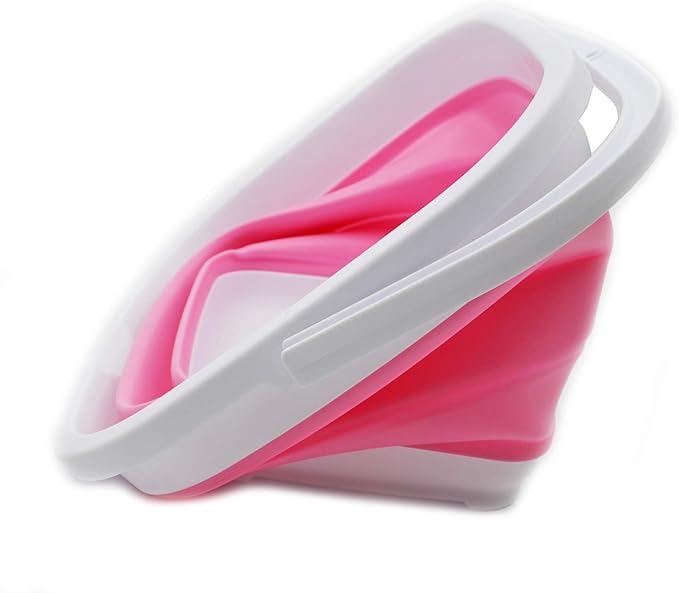 SAMMART 10L (2.6 Gallon) Collapsible Rectangular Handy Bucket (White/Pink (Set of 2))