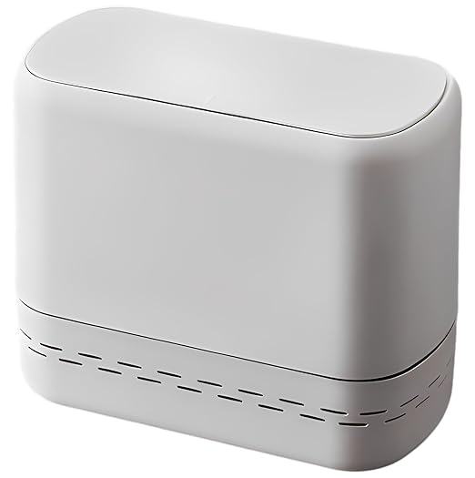Sooyee Bathroom Trash Can with Lid, 2.4 Gallon Slim Trash Bin, Small Plastic Waste Basket, 10 L Narrow for Bedroom, Kitchen, Office, White
