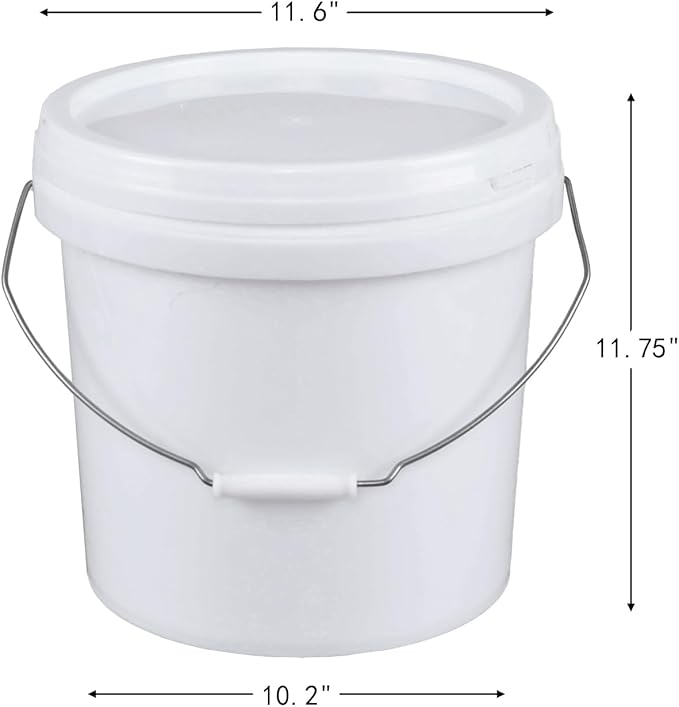 White Pails and Lids, Heavy Duty Plastic Buckets for Storage (4 Gallon, 4 Pack)