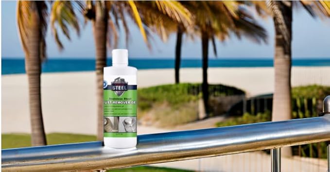Heavy-Duty Industrial Use Rust Stain Remover for Metal Surfaces Including Stainless Steel. Metal Cleaner Gel Needs No Scrubbing, Simply Apply and Rinse off (8.5 oz)