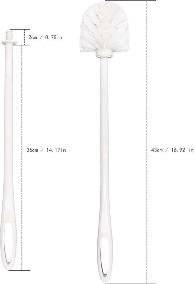 Toilet Brush White Soft Bristle Long Handle Toilet Brush and Holder Eco Plastic Toilet Bowl Brush Cleaner -14.17 inch Handle Length (4 Pack)