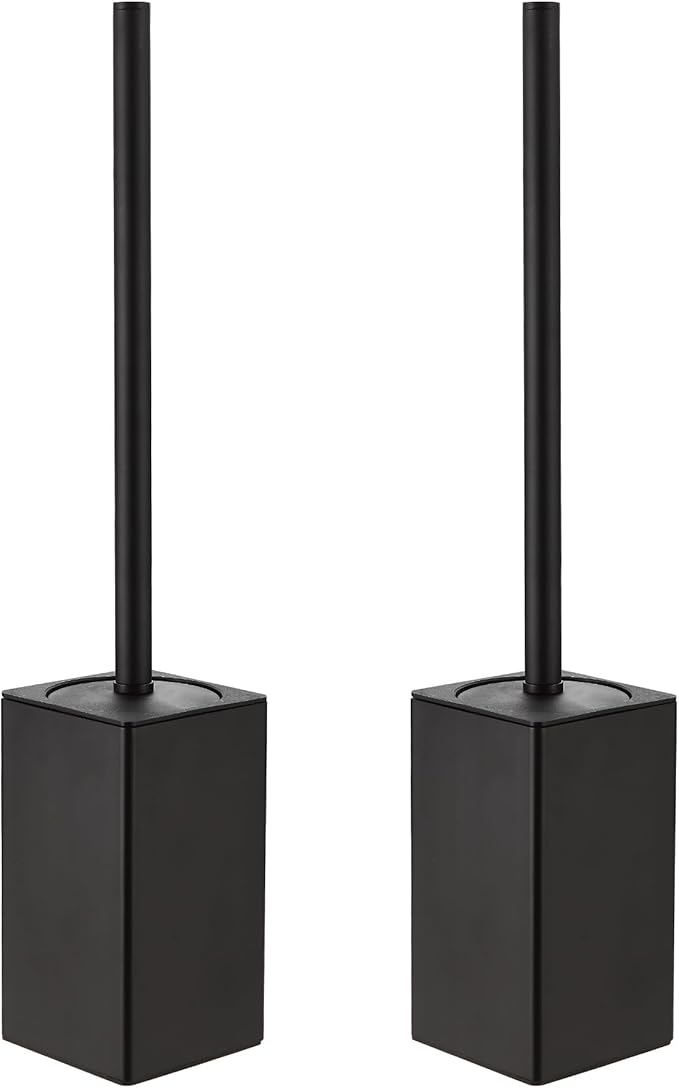 Toilet Brush and Holder Black 2 PCS for Bathroom Storage and Organization,Square Deep Cleaning Black Toilet Brush for Bathroom