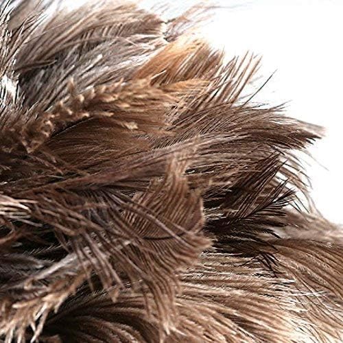 Feather Dusters for Cleaning, Feather Duster Ddzmz Fluffy Natural Genuine Ostrich Feathers and Reusable Wooden Long Handle Large Ostrich Feather Duster Cleaning for Housewife Brown Length 24" 1Pack
