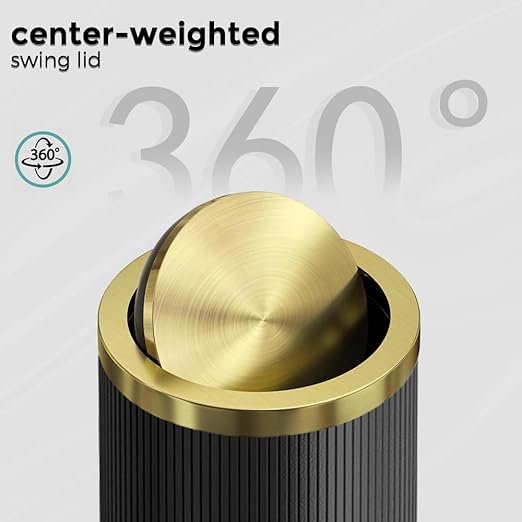 15L/4GAL Black Bathroom Trash can,Gold Bathroom Garbage can with lid，Small Trash Can with Flipping Lid, Garbage cans for Bedroom, Kitchen，Living Room.(15L-Black)